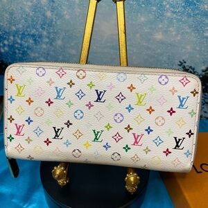 Louis Vuitton Murakami White Monogram Multicolor Long Wallet COA Included VGC